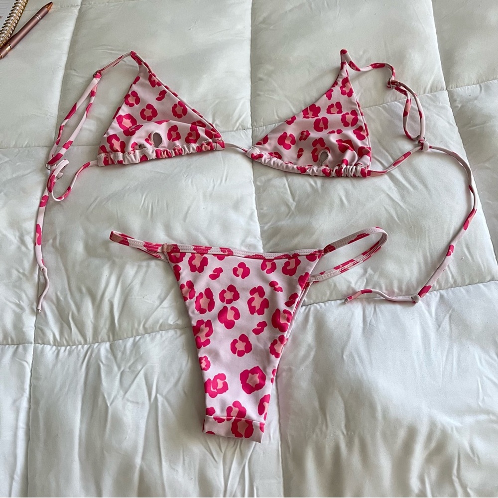 Pink Cheetah Print Bikini Set - image 2